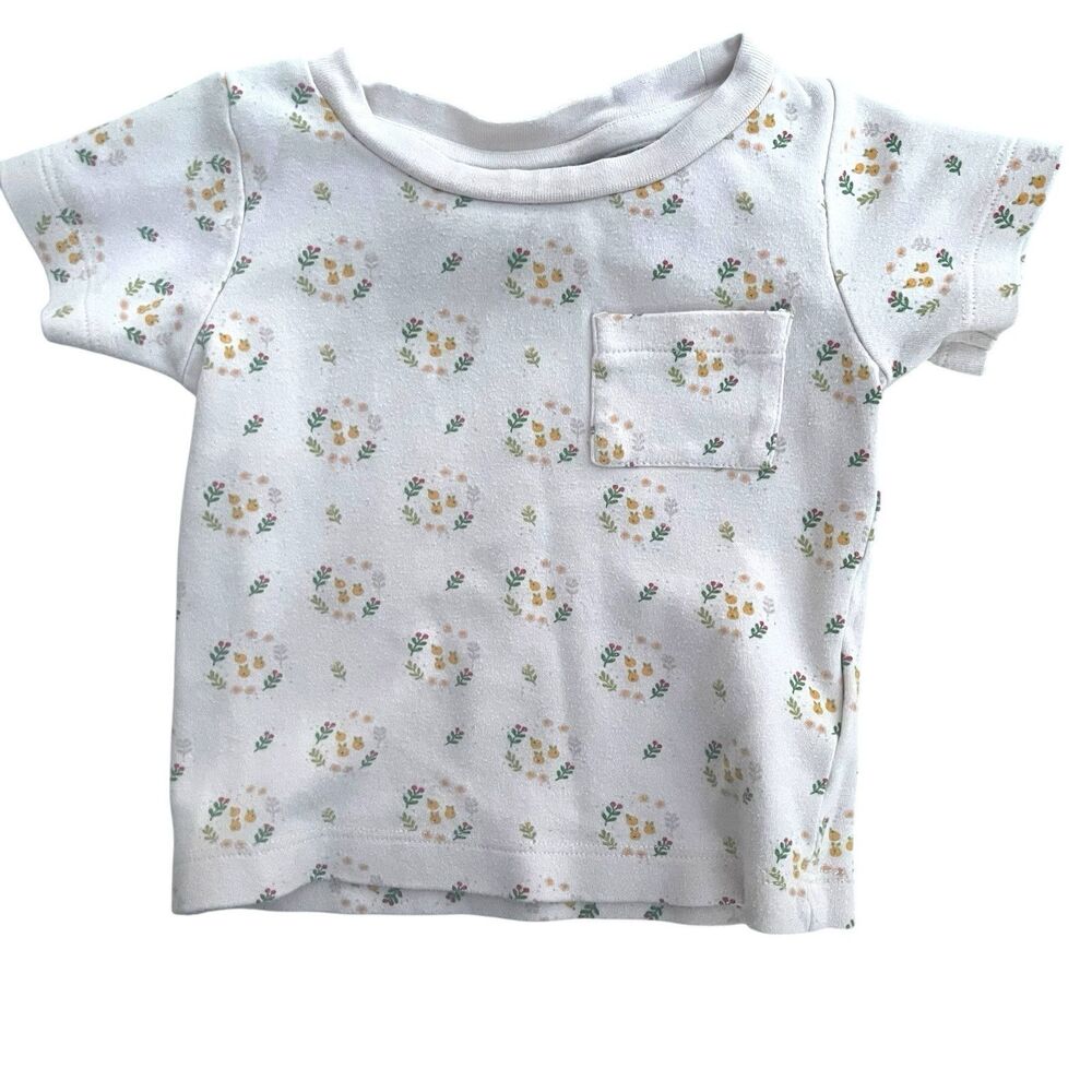 Little Green Radicals Baby Girls Organic Floral T-shirt 6-9 Mo